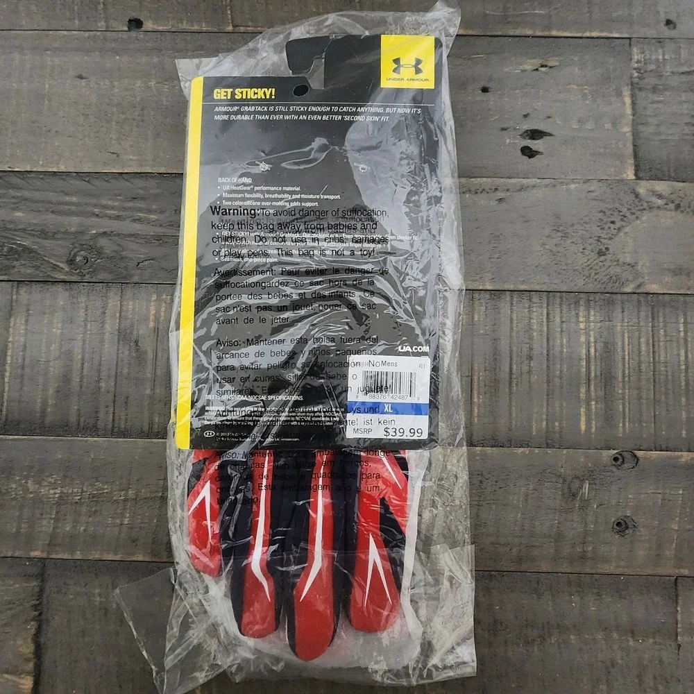 Under Armour UA F4 Sticky Football Gloves Men XL Red White Navy Army Of 11 Skill